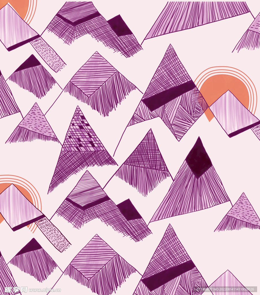 简约紫色三角艺术挂画装饰画