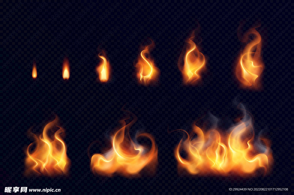 9款炙热燃烧火焰矢量抽象火花素