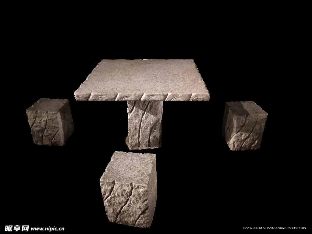 石桌石凳免扣石头桌椅素材