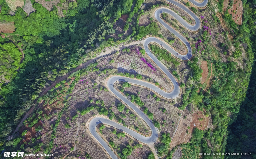 山脈彎曲道路