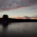 夕阳下的城门苏州盘门景区风景