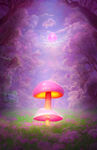 梦幻蘑菇背景