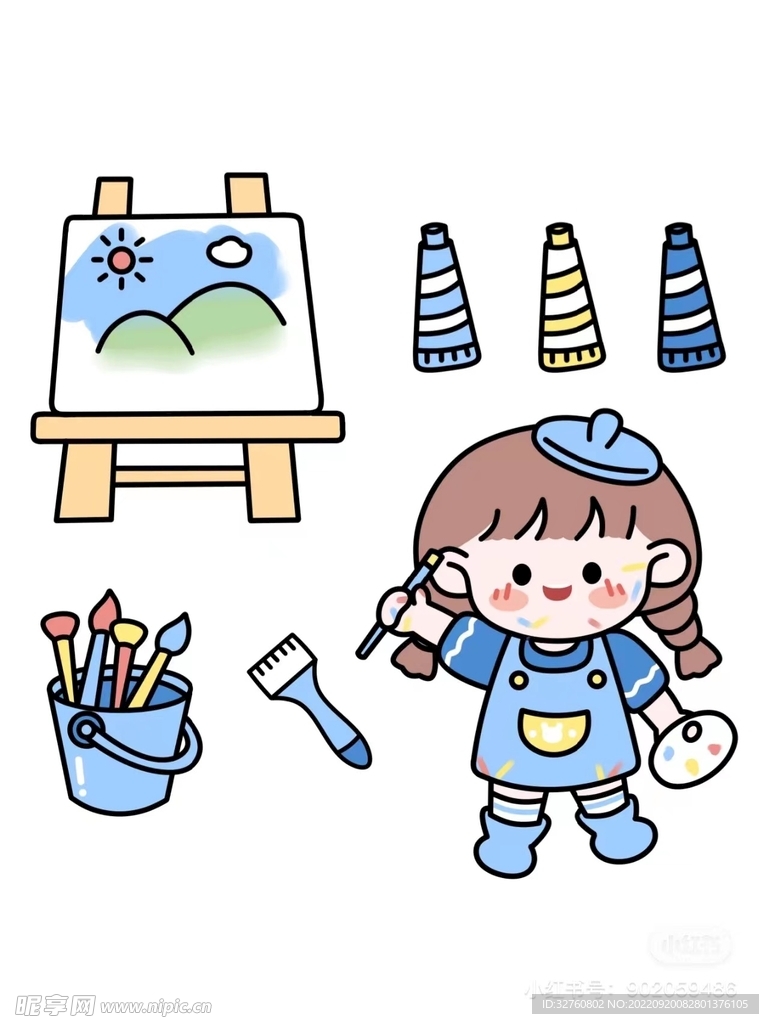 卡通繪畫女孩