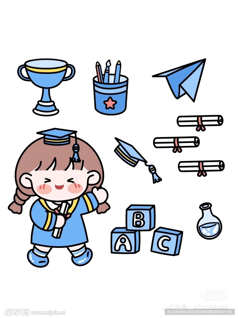 卡通學(xué)生女孩