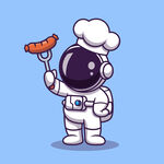 Q版宇航员 做烤肠