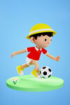 运动3D踢足球卡通人物背景