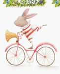 水彩兔子自行车艺术插画装饰画