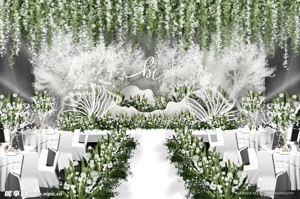 白绿色婚礼背景
