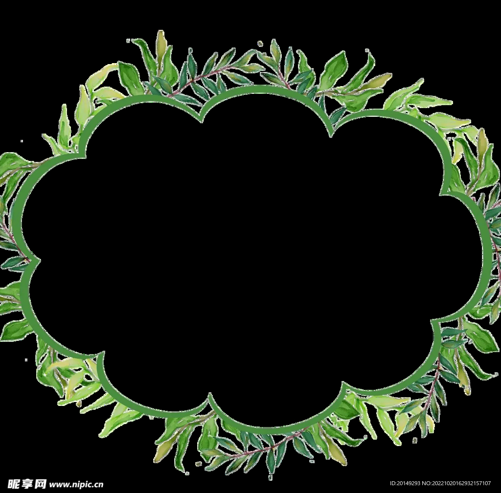 綠色花草框