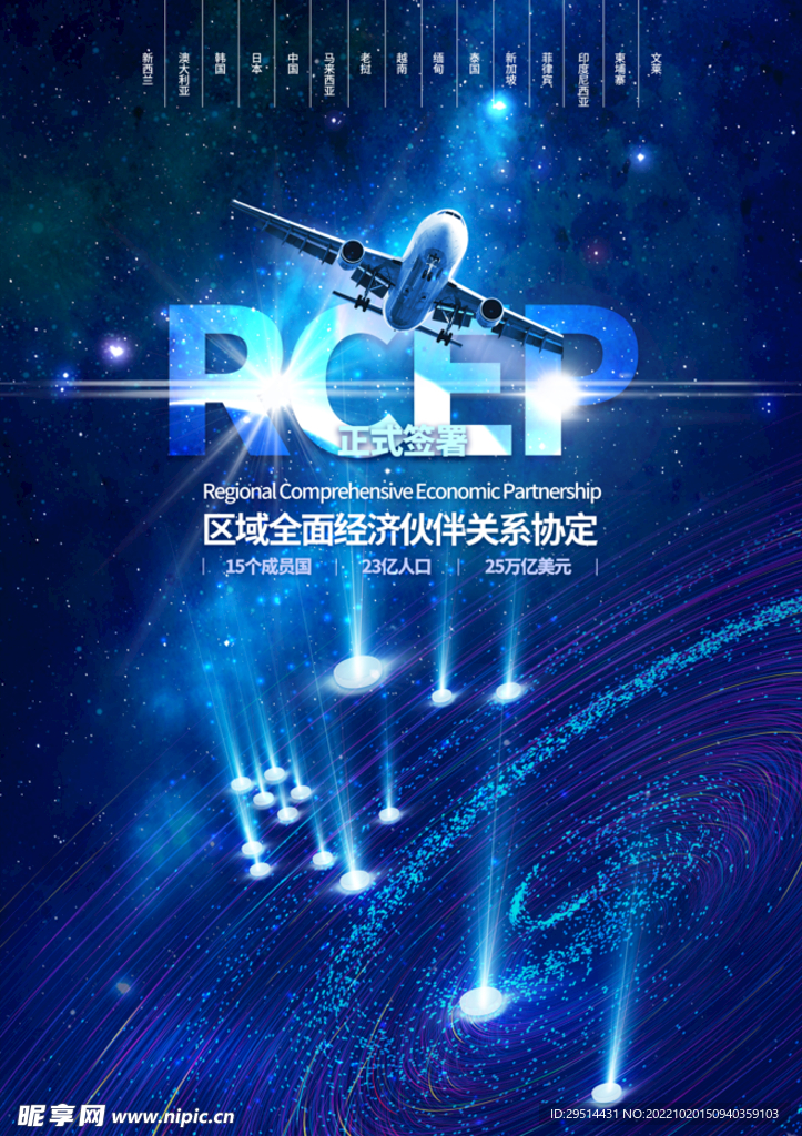 大氣高端藍(lán)色科技RCEP海報(bào)