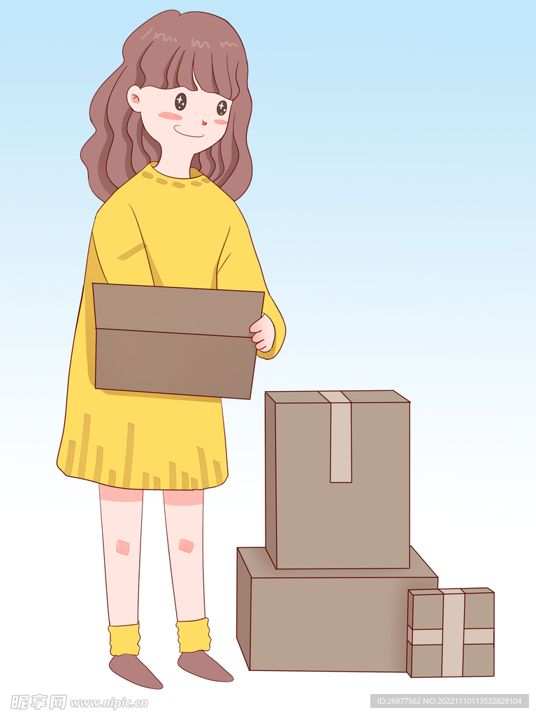  拆快遞盒的女孩