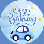 蓝色小汽车生日背景板
