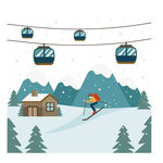 卡通滑雪插画