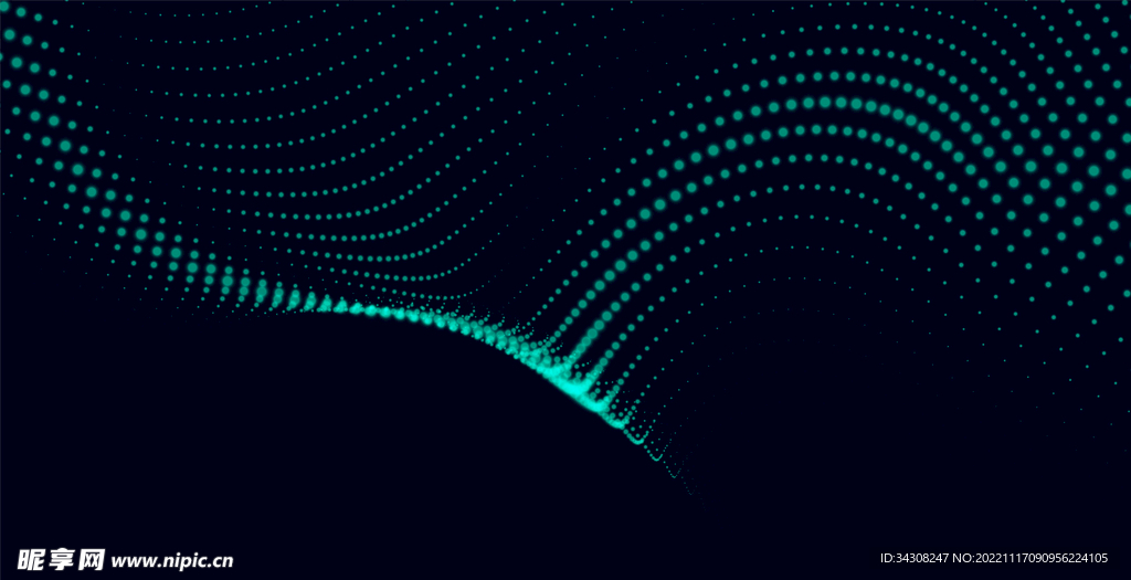 数字粒子波抽象绿色背景矢量