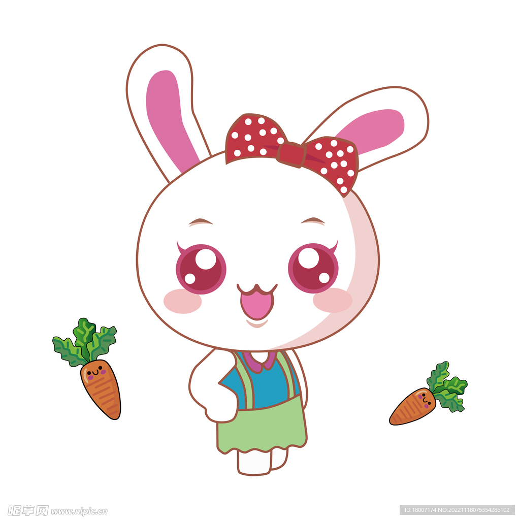 卡通动画动漫兔子和萝卜手绘图案