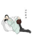 手繪古人男性劉伶醉酒圖