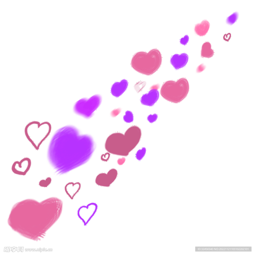 粉色爱心手绘漂浮元素