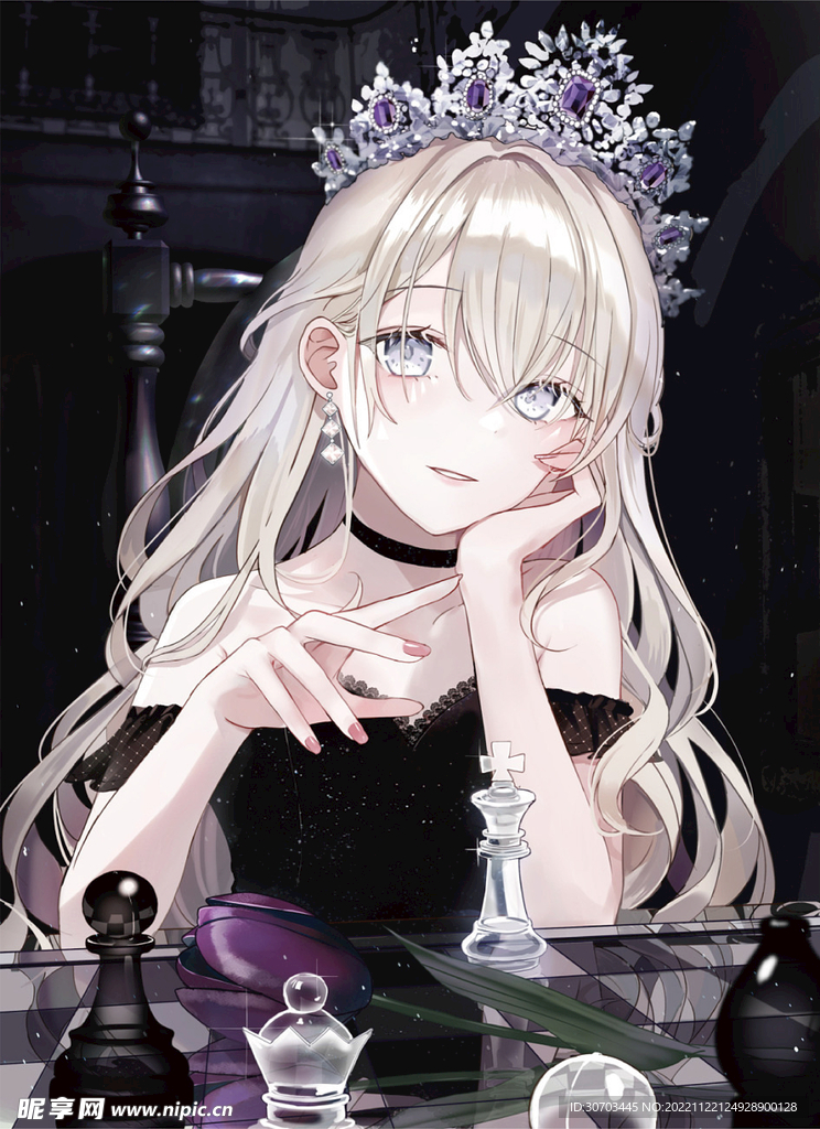 戴著白色王冠的女孩
