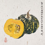 新中式手绘蔬菜餐厅装饰画