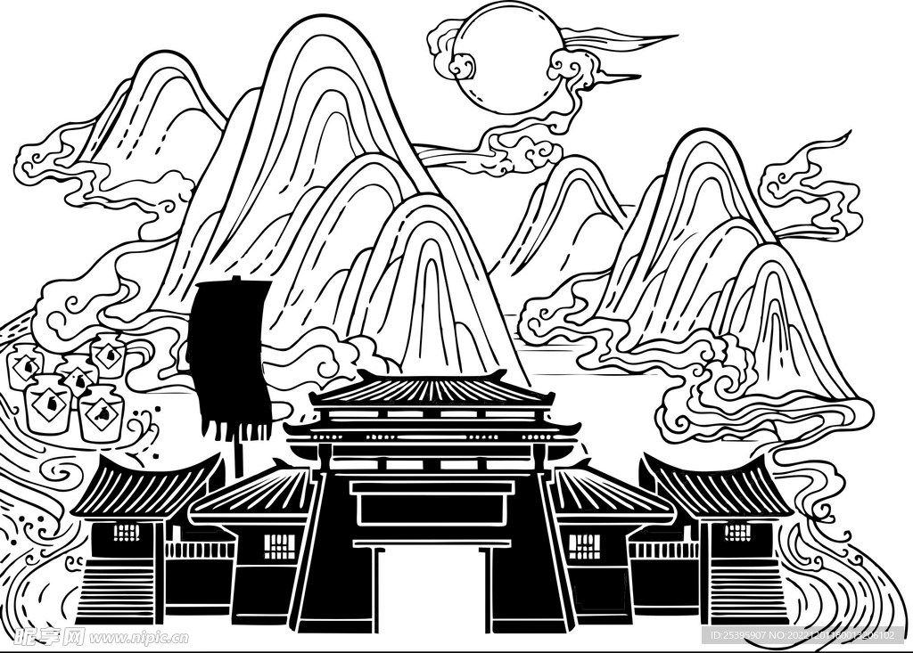 手繪山