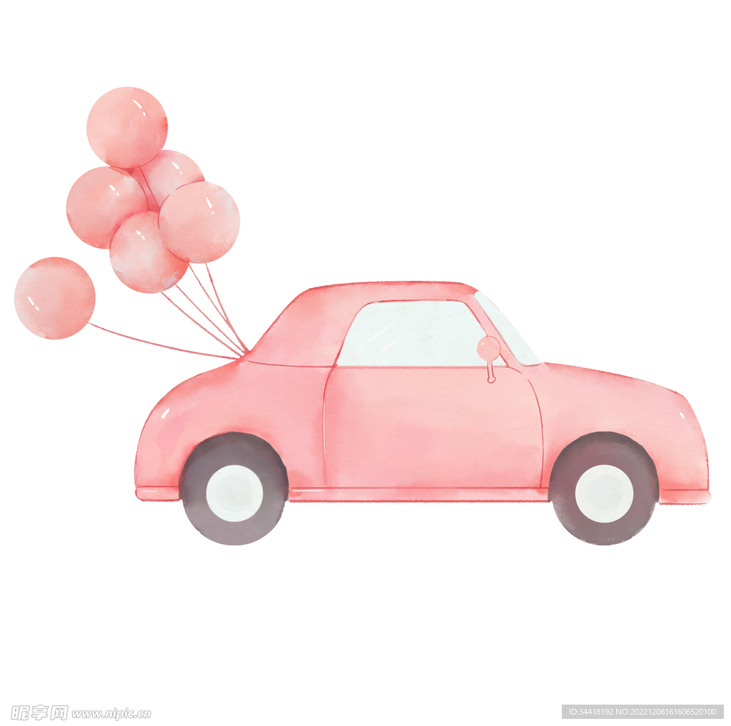 粉色汽车气球元素