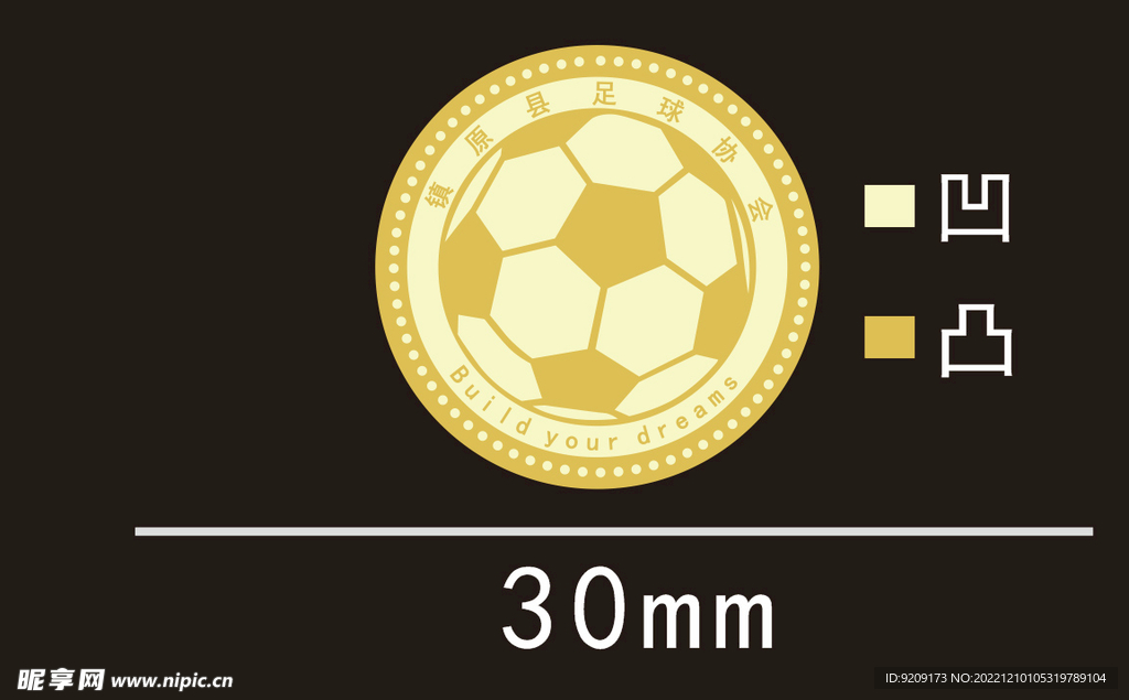 足球协会金属徽标设计