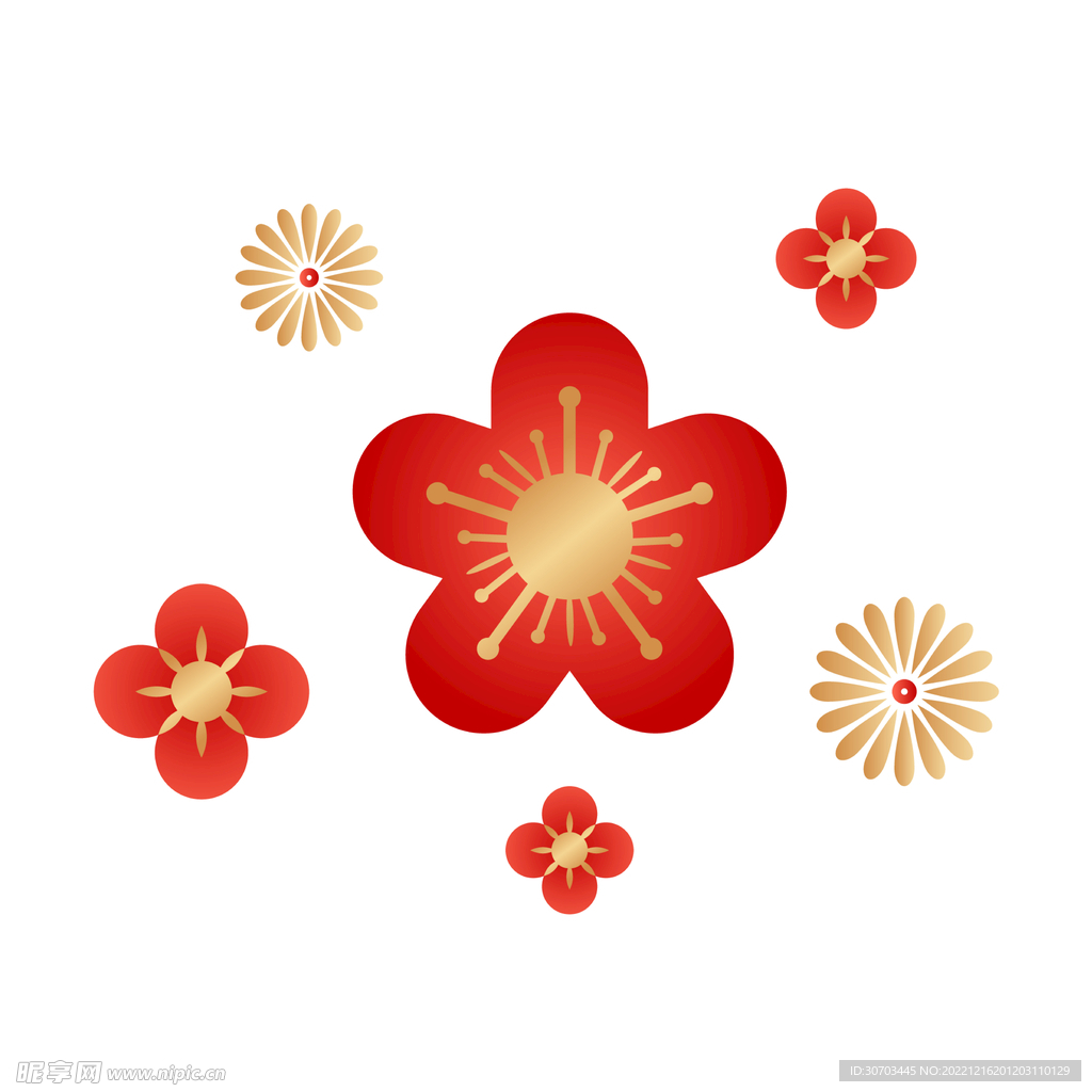 紅色的花和金色花