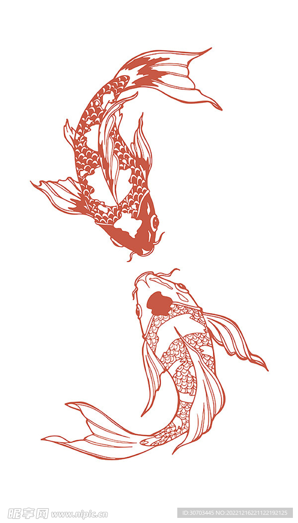 兩條鯉魚窗花
