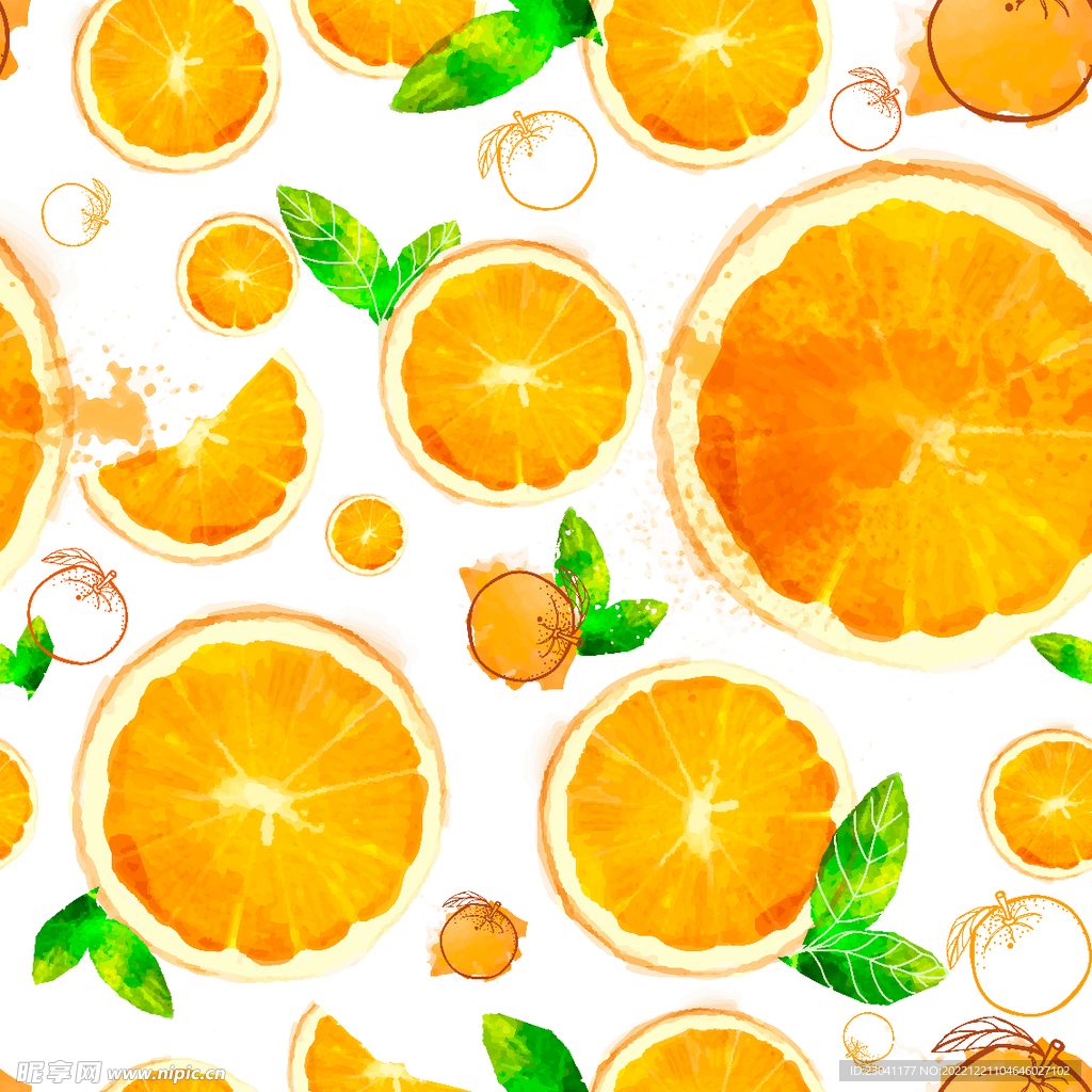 水彩柠檬橙子