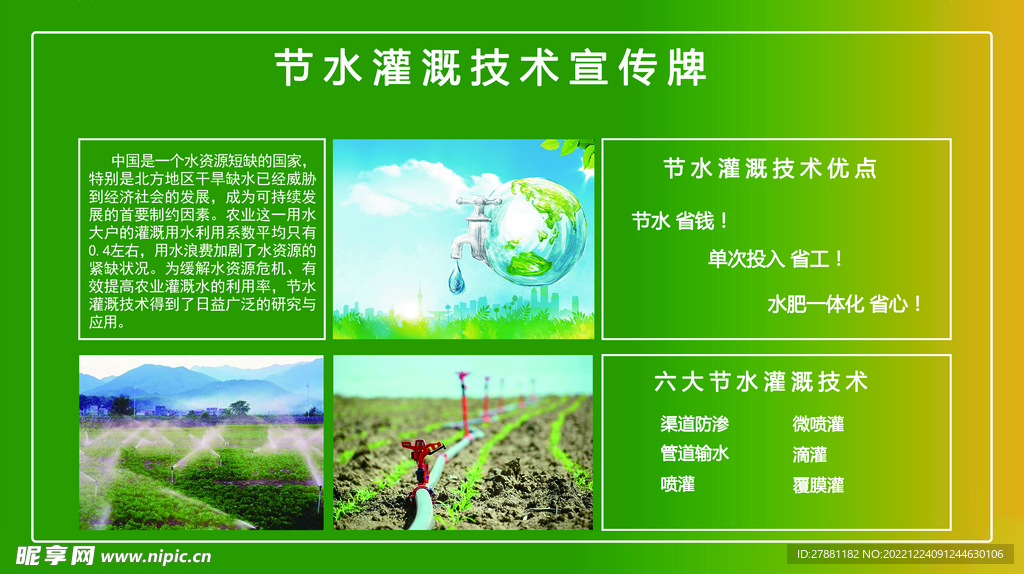 节水灌溉技术宣传牌