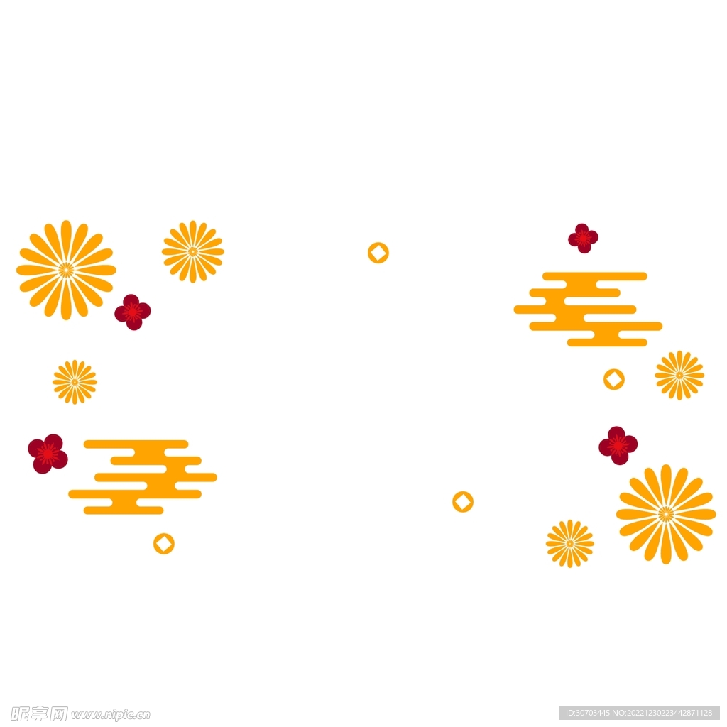 祥云和紅色小花