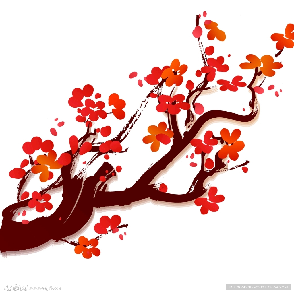 樹枝和紅花