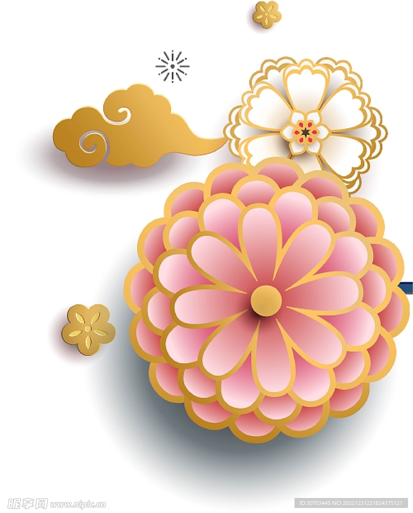 粉色花和云