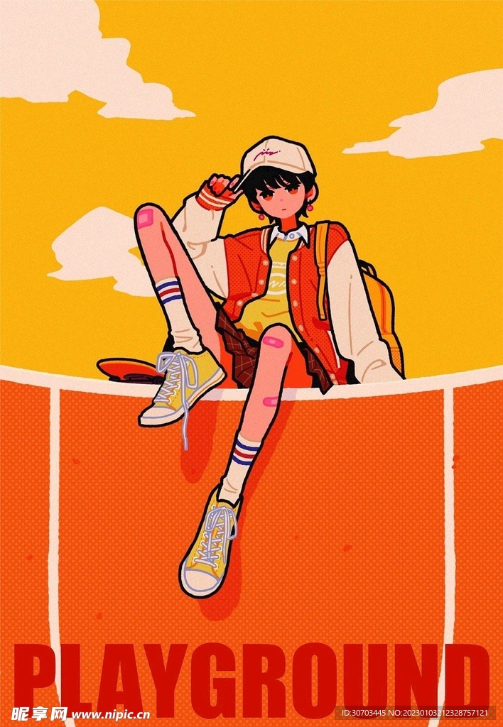 男孩和橙色天空