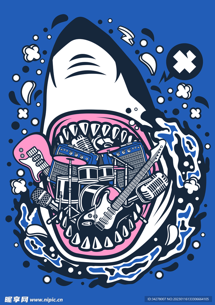 卡通音乐鲨鱼