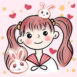 女孩和小兔子粉红头像