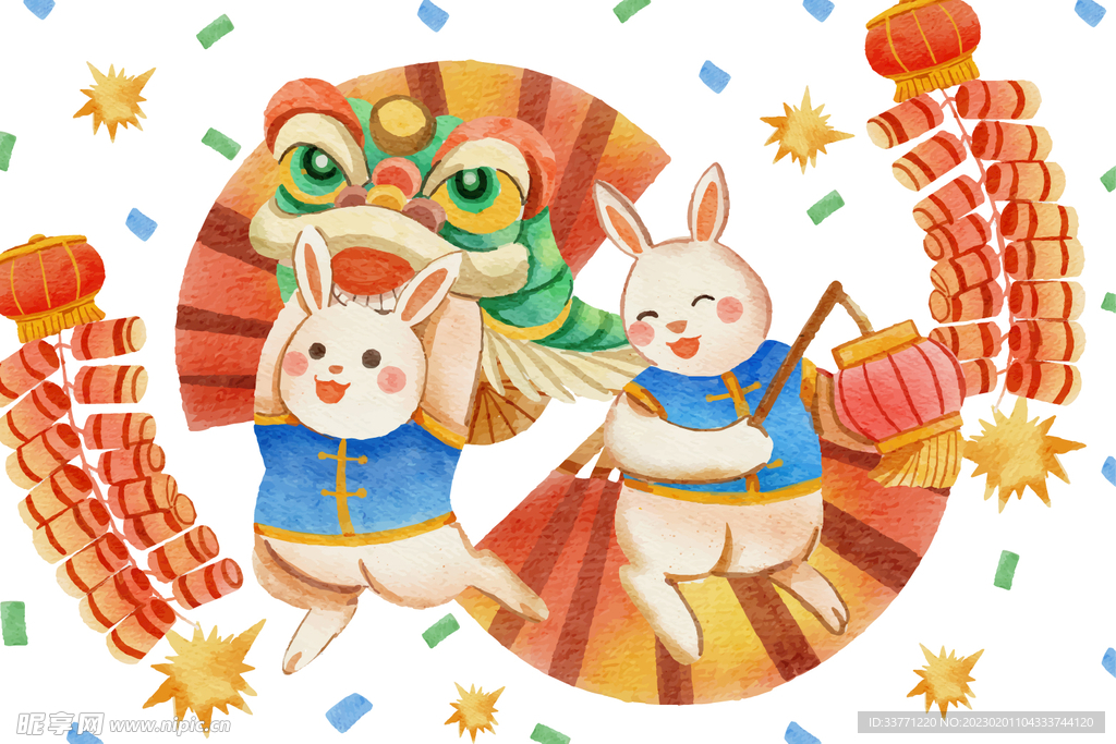 卡通新年兔子
