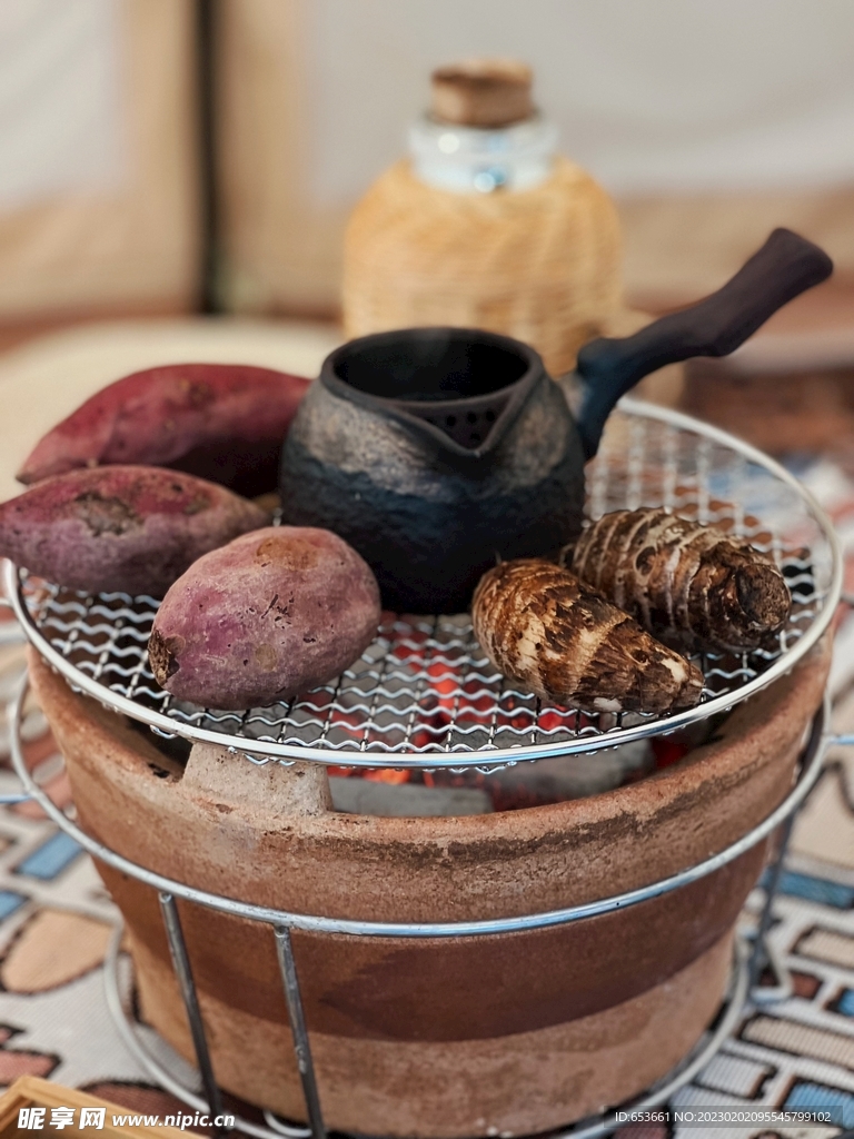 围炉煮茶 芋头 红薯 