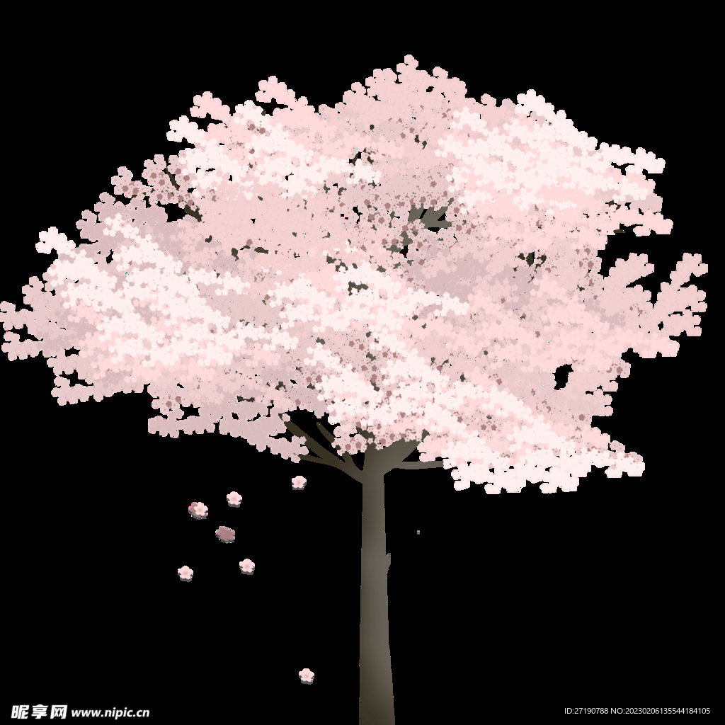 立面桃花桃樹png素材