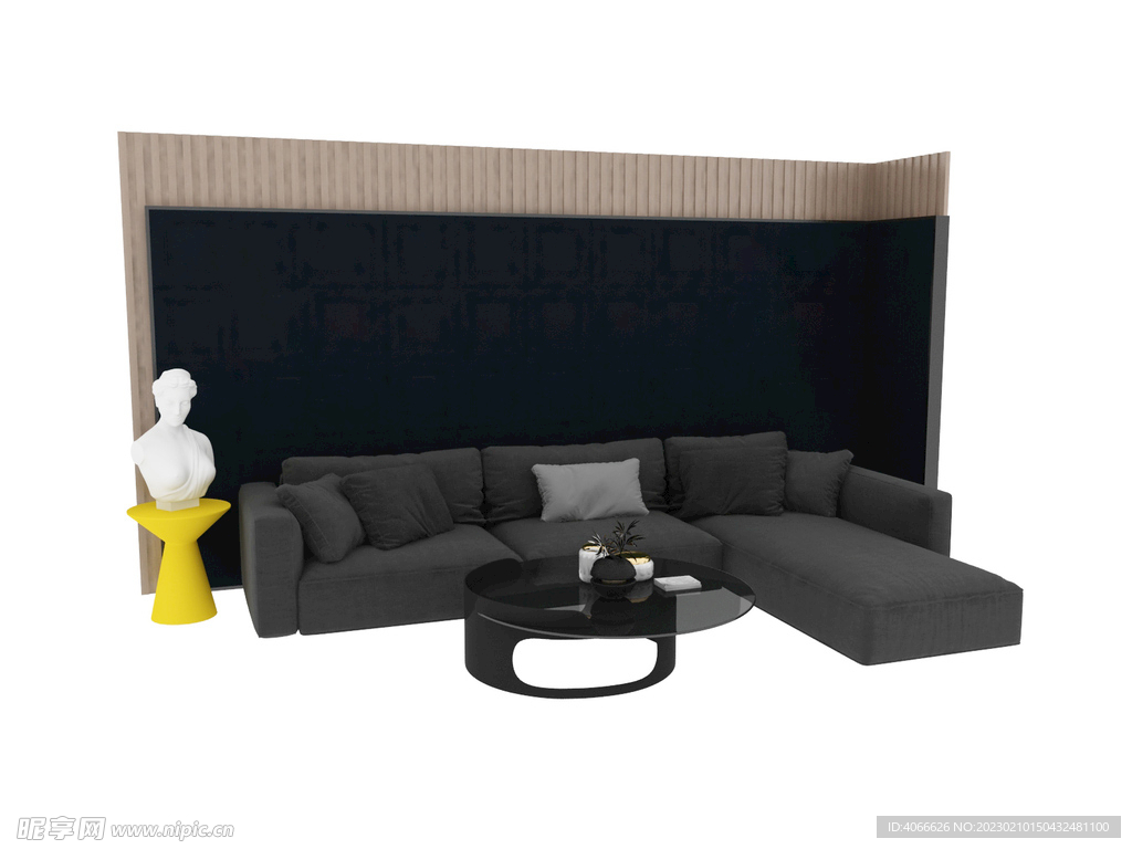沙发组背景3d模型