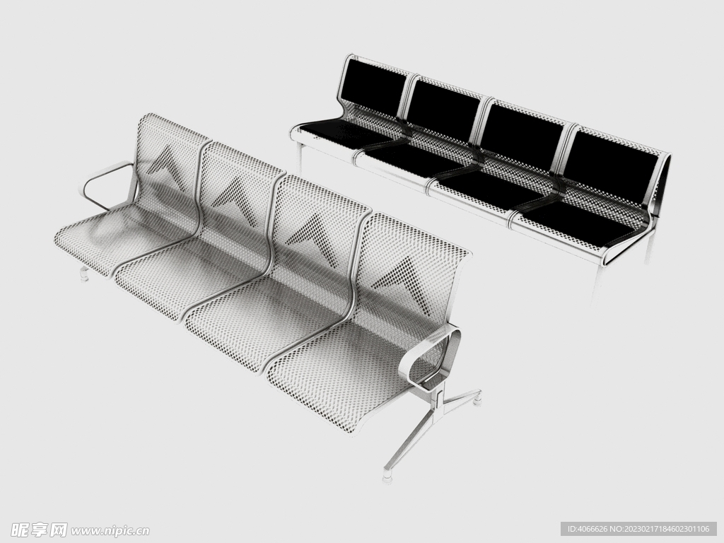 公共等候椅3d模型