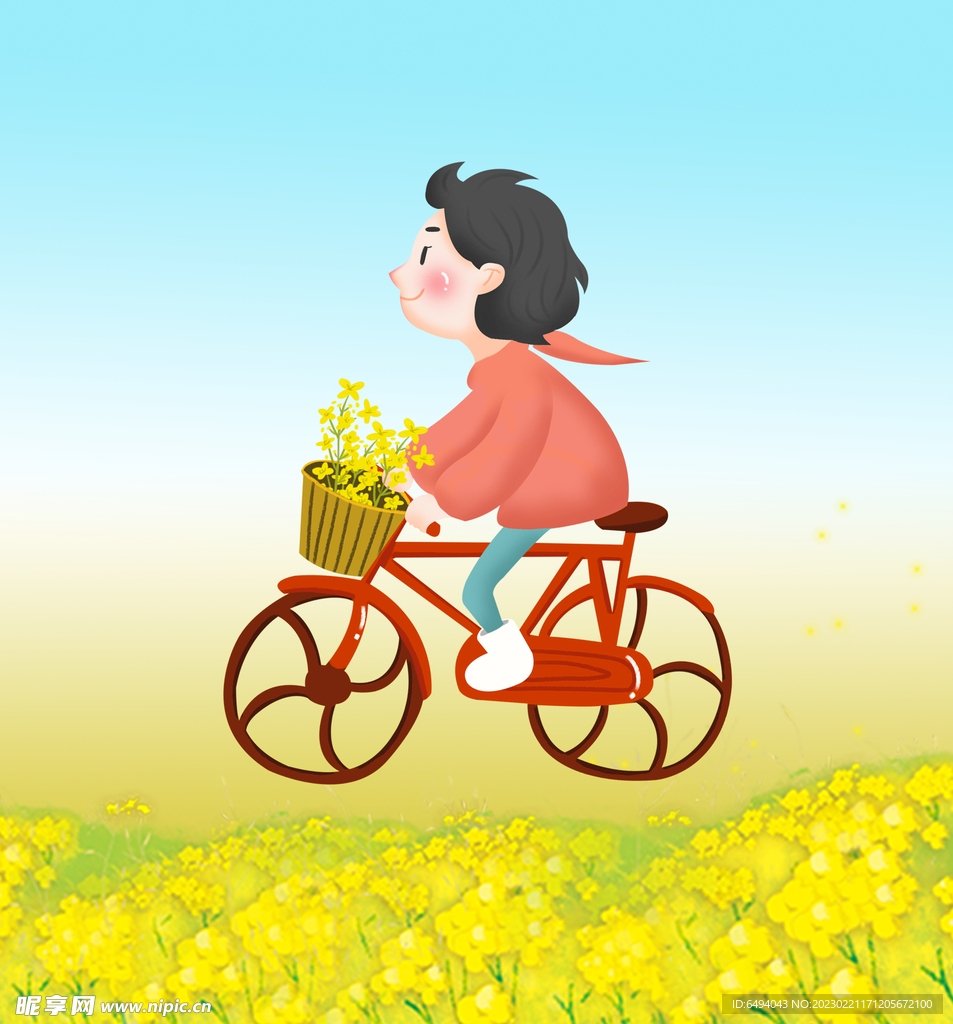 春天油菜花海骑自行车