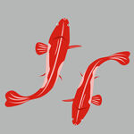 红色简约鲤鱼鱼类小素材矢量图
