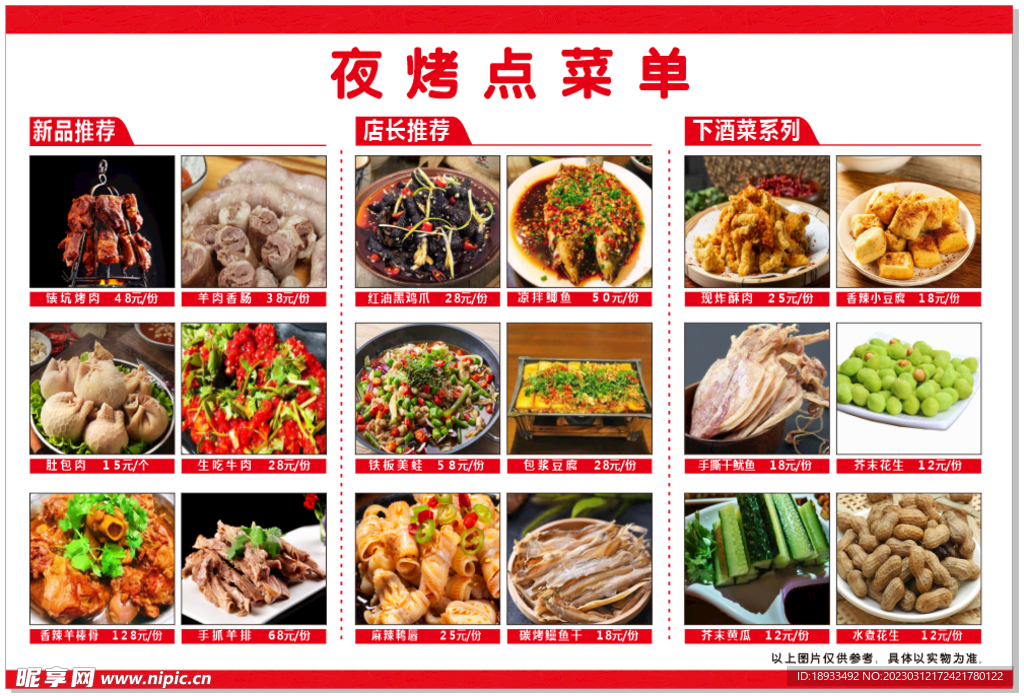 燒烤菜單