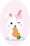 卡通兔子吃萝卜