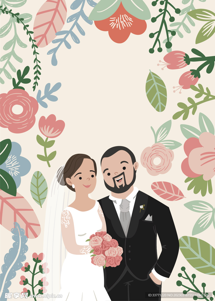卡通結婚人物