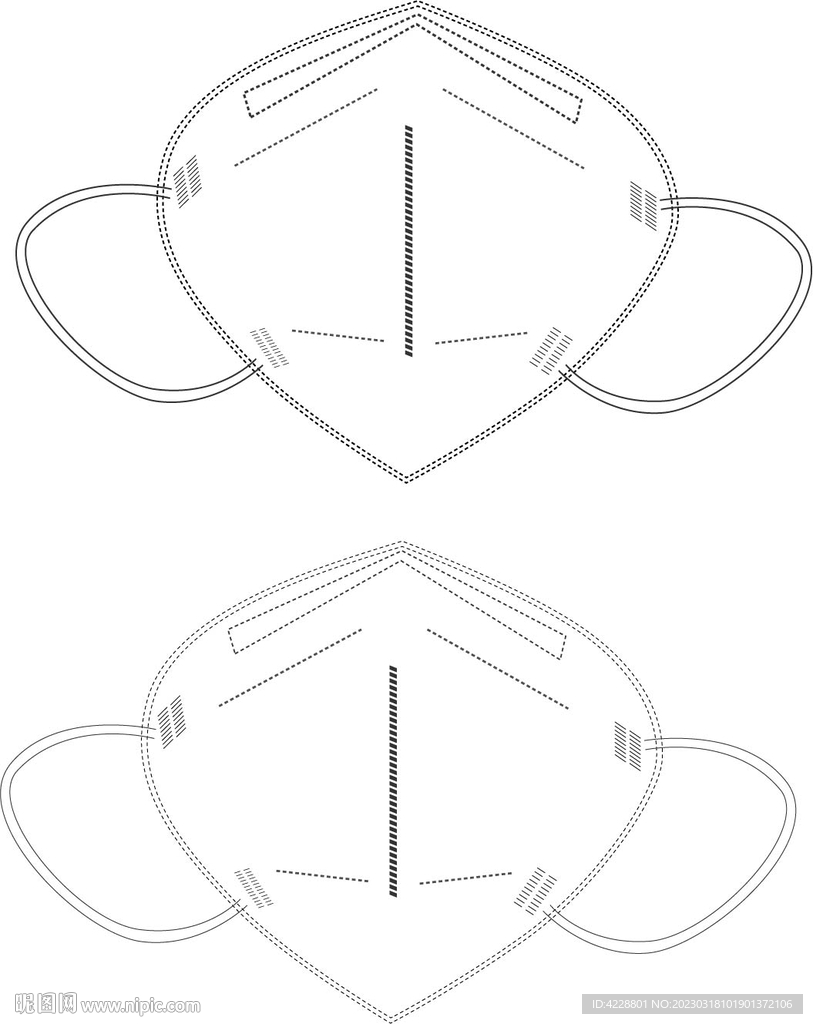 原创N95口罩矢量图线稿