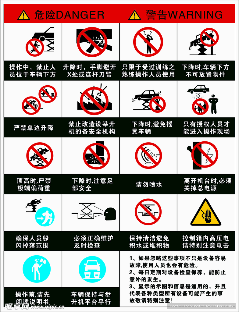 升降機危險警示牌