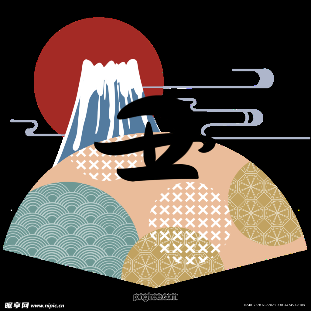 日式富士山扇子造型
