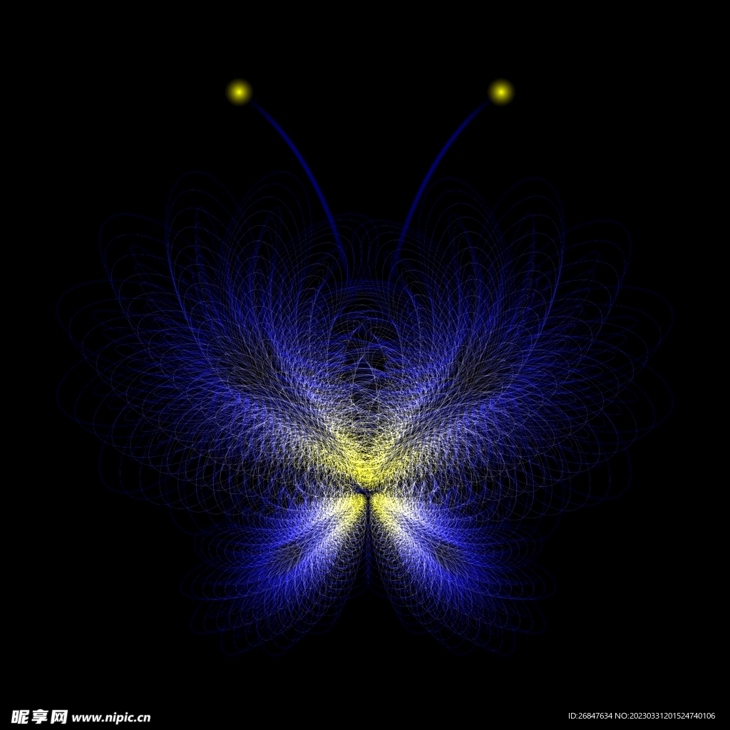 抽象炫光蝴蝶线条图